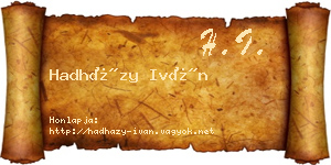 Hadházy Iván névjegykártya